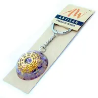 WGifts Sleutelhanger - Amethist Mandala Harten - Orgonite Power