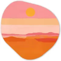 MuchoWow Organische wanddecoratie 60x60 cm - Organisch schilderij Zon - Abstract - Landschap - Oranje - Muurdecoratie woonkamer - Kamer decoratie - Schilderijen - Muurcirkel aesthetic