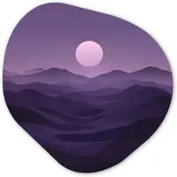 MuchoWow Organische wanddecoratie 90x90 cm - Organisch schilderij Heuvels - Paars - Mist - Zon - Muurdecoratie woonkamer - Kamer decoratie - Schilderijen - Muurcirkel aesthetic