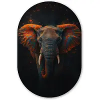 MuchoWow Muurovaal 80x120 cm - Ovale wanddecoratie Olifant - Oranje - Oren - Ovalen schilderij - Muurdecoratie woonkamer - Kamer decoratie - Schilderijen - Wandcirkel