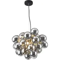 Olucia - CYRIL - Hanglamp - Grijs / Zwart - 8L - Vorm: Rond