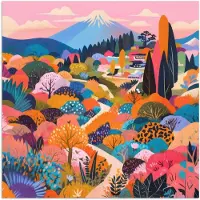 PosterMonkey Poster 75x75 cm - Witte bergtop - Modern - Kleurrijk - Posters - Kamer decoratie - Wanddecoratie woonkamer - Muurdecoratie slaapkamer
