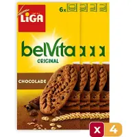Liga BelVita Chocolade Koekjes - 300g - 4 stuks - Chocolade - Tussendoor - Voordeelverpakking