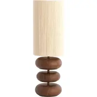 Light & Living Tafellamp Ø22x67,5 cm DANIALO hout print d bruin+touw crème
