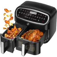 Equivera Dubbele Airfryer - Dubbele Mand - Dual Cook - Heteluchtfriteuse - Verschillende Programma's - Dual Zone - Mega