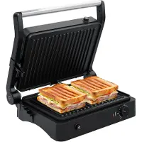 Kitchenbrothers Contactgrill - Grill Apparaat - Uitneembare Grillplaten - Panini Grill - 3 hoogtestanden - Tosti ijzer - 2000W - RVS