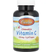 Carlson Labs - Kinderen Kauwtabletten Vitamine C, 250 mg Natuurlijke Mandarijn Smaak - 60 Vegetarische Tabletten