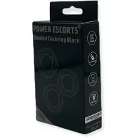 Power Escorts 3 Pack beads Cockring - Super rekbaar - Small / Medium / Large - Zwart