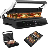 Costway Sandwichmaker 3-in-1, 1800 W contactgrill, wafelijzer, 2 afneembare anti-aanbakplaten, onafhankelijke en exacte temperatuurinstelling, 90 °C - 230 °C