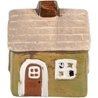 Clayre & Eef Waxinelichthouder Huis 8x7x10 cm Groen Keramiek