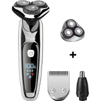 Hatteker Professioneel 3-in-1 Scheerapparaat voor Mannen – Nat & Droog – Baardtrimmer, Precisietrimmer & Neustrimmer – Inclusief Vervangend Scheerhoofd