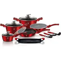 Berlinger Haus set potten 16 elementen Metallic Line Burgundy BH6781