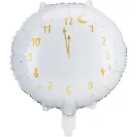 Party Deco Partydeco - Folieballon klok wit goud - 45 cm