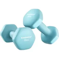 Songmics Hexagon dumbbells voor thuis met neopreen coating, Lichtblauw / 2 x 2 kg