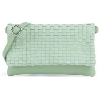 Fredsbruder Leren Schoudertas Weave Harmony Clutch Fresh Mint Mintgroen