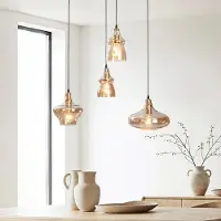 LumenXL Retro hanglamp Maracas met amber glas - 4-lichts