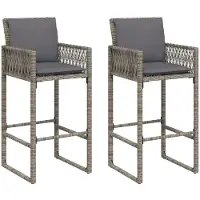 vidaXL Tuinstoelen met kussens, 2 stuks, grijs, polyrotan