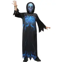 Smiffys Kinder Kostuum -Kids tm 12 jaar- Midnight Skeleton Reaper Zwart