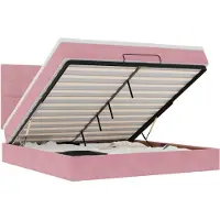 vidaXL Ottoman bed met matrassen en LED's 180x200cm fluweel roze
