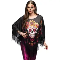 Boland - Poncho Catrina - Volwassenen - Day of the dead - Skelet - Halloween - Cosplay - Themafeest