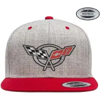 Corvette Cap C5 Flags Premium Snapback Cap GM-91-CORV9902-CB63 HeatherGreyRed