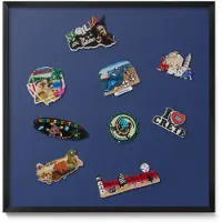 Tulup Magneetbord met Zwarte Frame - Marine Magneetbord in Effen Kleuren - 50 cm x 50 cm - Marineblauwe kleur - Design Magneetbord met Frame - Magnetisch Bord Muurbevestiging - Memobord voor Keuken