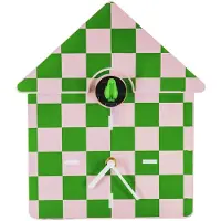 Housevitamin – Unieke Koekoeksklok Geblokt Groen/Roze – Wandklok & Kastklok – Modern – Zowel Ophangen als Neerzetten – 24×27×9 cm – Geschenk van het Jaar 2026!