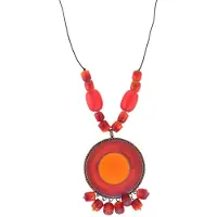 Behave – Ketting – Rood oranje – Statement hanger – Vintage stijl – Bohemian look
