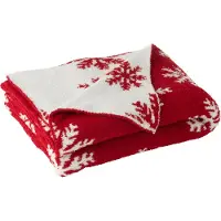 J-Line Blanket snowflakes polyester red/white