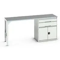 Bott Onderbank verso, linoleumblad, 2 laden, 1 deur, 1 plank, B 2000 x D 600 x H 930 mm, lichtgrijs