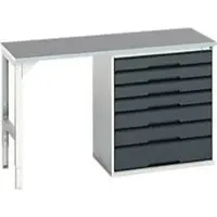 Bott Onderbank verso, linoleumblad, 7 laden, B 1500 x D 600 x H 930 mm, lichtgrijs / antracietgrijs