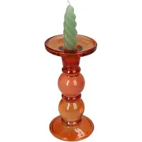 HD Collection Kaarsenhouder Glas Oranje 9x9x17,5cm