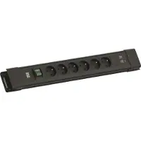 Bachmann CONNECTUS 6xUTE, 1xschakelaar 1xUSB A/C 22W 2,0m CEE7/7 zwart