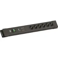 Bachmann CONNECTUS, 6x CEE7/3, 1x GVS-Plus, 1x schakelaar, 2,0 meter, CEE7/7, zwart