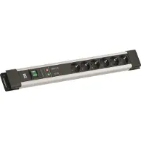 Bachmann CONNECTUS 6xCEE7/3, 1xGVS 1xschakelaar 2,0 m CEE7/7 grijs