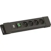 Bachmann CONNECTUS 4xUTE, 1xschakelaar 2,0 m CEE7/7 zwart