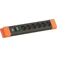 Bachmann CONNECTUS 6xUTE, 1xschakelaar 2,0 m CEE7/7 zwart/oranje
