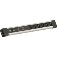 Bachmann CONNECTUS, 6x CEE7/3, 1x GVS-Plus, 1x schakelaar, 2,0 meter, CEE7/7, grijs