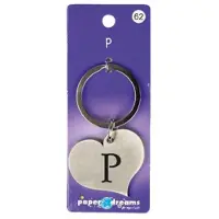 Paper Dreams Hart Sleutelhanger - P Zilver zilver Metaal Sleutelhanger