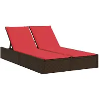 vidaXL Dubbele ligstoel met kussens, bruin polyrotan