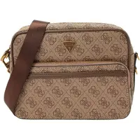 GUESS Schoudertas 'MILANO CROSSBODY DOUBLE ZIP' beige / bruin