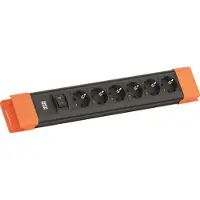 Bachmann CONNECTUS 6xCEE7/3, 1xschakelaar 2,0 m CEE7/7 Zwart/Oranje