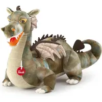 Trudi - Knuffel Draak Drago Arancio 24 cm - Handgemaakt in Italie - Zacht pluche - Knuffeldier voor jongens en meisjes - Groen Oranje - 35x26x24 cm maat S