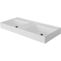 Boss & Wessing Wastafel bws wanda met overloop 2 wasbakken 0 kraangaten 120x12x52,5 cm mat wit