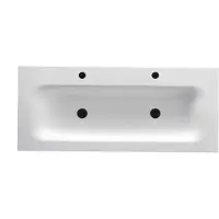 Boss & Wessing Wastafel bws wanda met overloop 2 kraangaten 120x1,6x52,5 cm mat wit