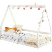 Idimex Huisbed LUISA Kinderbed in huisvorm, 80 x 160 cm, wit, dennenhout Kinderbed met uitvalbescherming, ideaal om te slapen en te spelen, vloerbed, Montessori - hoofdafbeelding