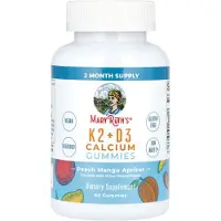 MaryRuth Organics - K2 + D3 Calcium Gummies, Perzik, Mango &amp; Abrikoos - 60 gummies