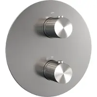 Brauer Stripe 3-weg Inbouwthermostaat Rond - Geborsteld RVS PVD - Kranen, Badkranen, Inbouw Badkranen - 8720724564696