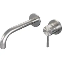 Brauer Stripe Inbouw Wastafelkraan - Gebogen Uitloop - Rozetten - Hendel 1 Rechts - Geborsteld RVS PVD - Messing - Kranen, Wastafelkranen, Inbouw