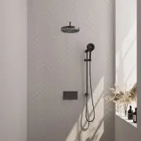 Brauer Stripe inbouw regendouche met 25cm hoofddouche, gebogen muurarm, 3 standen handdouche en glijstang set 35 gunmetal geborsteld PVD